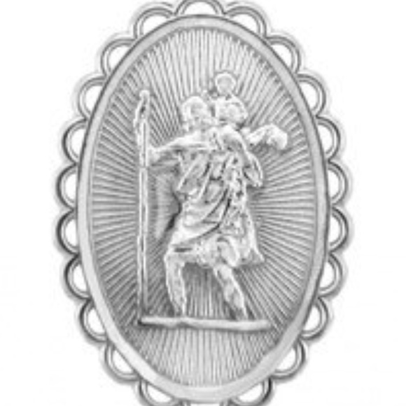 925 Sterling Silver St. Saint Christopher Pendant Necklace